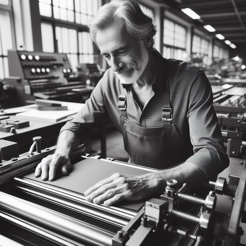 Buchbinder bei der Arbeit